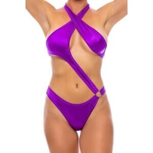 🦋B2G1🦋BODYZONE Single Ring Asymmetrical Bodysuit PURPLE | ONE SIZE | Dance Wear